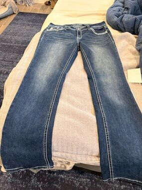 Grace Women's Dark Blue Bootcut Jeans with Fading